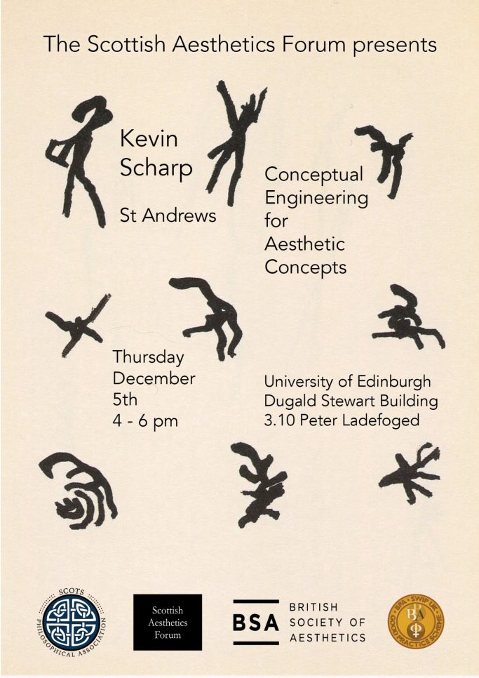 Kevin Scharp: 'Conceptual Engineering for Aesthetic Concept' Event poster for a lecture on aesthetic concepts at the University of Edinburgh.