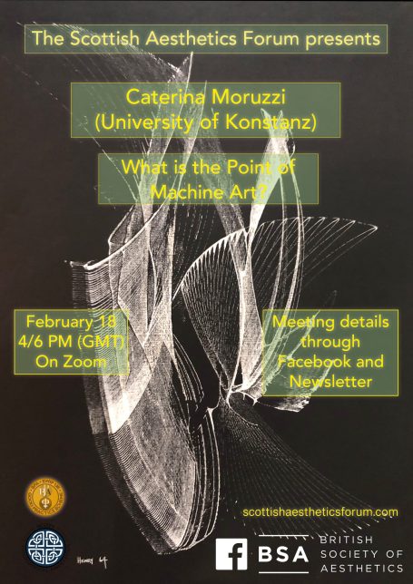 Caterina Moruzzi: 'What is the Point of Machine Art?' Details of a webinar titled "What is the Problem?" by Catherine Moruzzi, February 24.